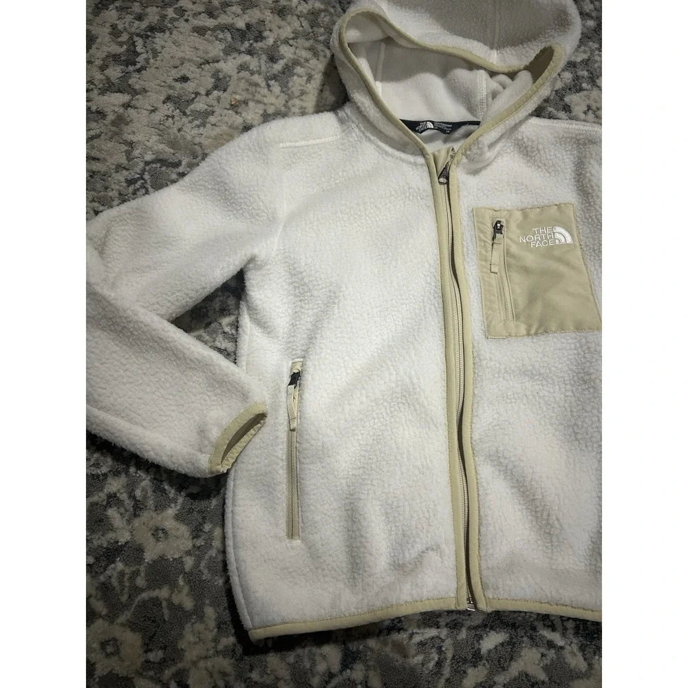 Unisex Kids North Face Jacket‎ White Zip Up Fleece Size Small 7/8